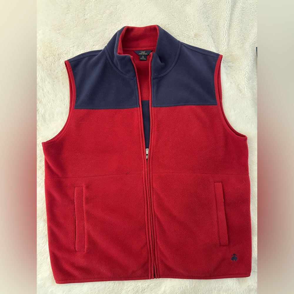 Red and Navy Fleece Vest Brooks Brothers